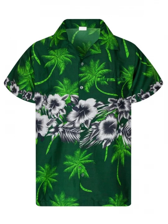 Foto van product King Kameha Shirt 'Flower Chest' groen