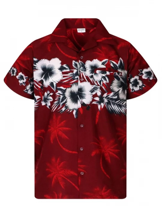 Foto van product King Kameha Shirt 'Flower Chest' rood