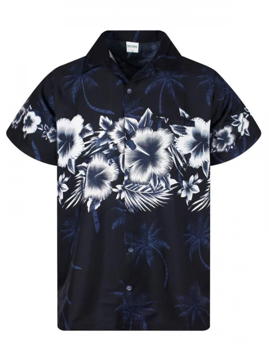 Foto van product King Kameha Shirt 'Flower Chest' zwart