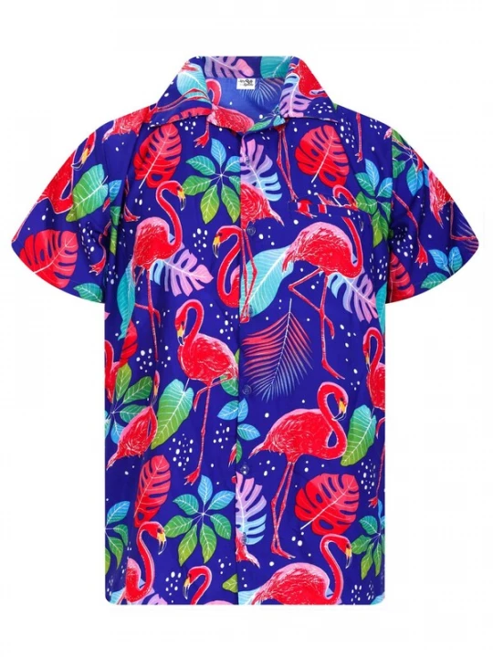 Foto van product King Kameha Shirt 'Funky Flamingos' blauw