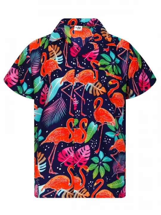 Foto van product King Kameha Shirt 'Funky Flamingos' navy