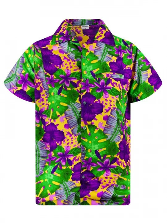 Foto van product King Kameha Shirt 'Green Purple Flower' oranje