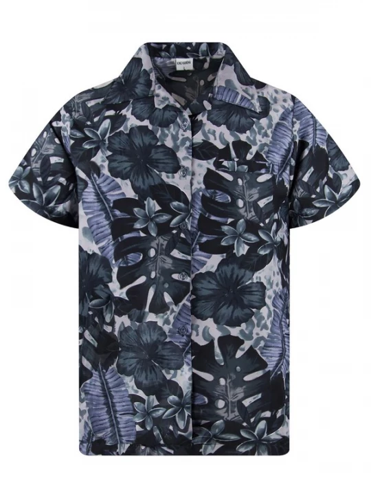 Foto van product King Kameha Shirt 'Green Purple Flower' zwart