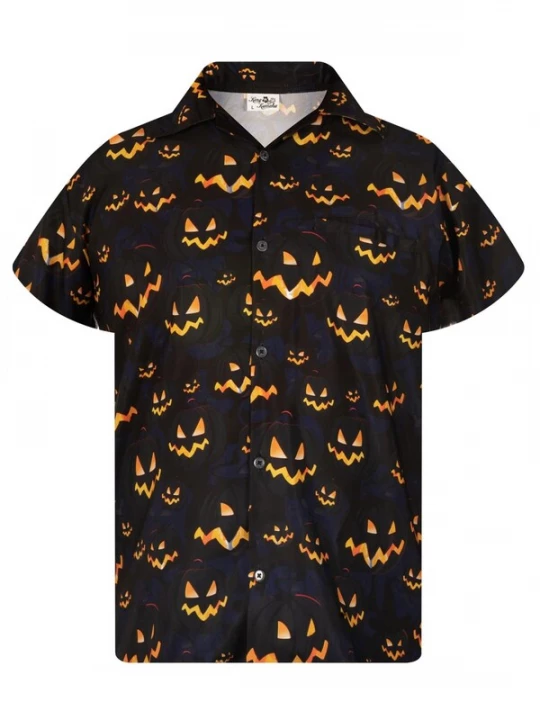 Foto van product King Kameha Shirt 'Helloween Pumpkin Allover' zwart