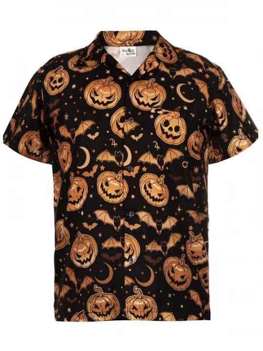Foto van product King Kameha Shirt 'Helloween Pumpkin Bat' sepia
