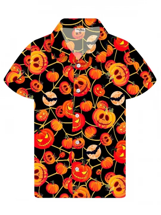 Foto van product King Kameha Shirt 'Helloween Pumpkin Web' rood