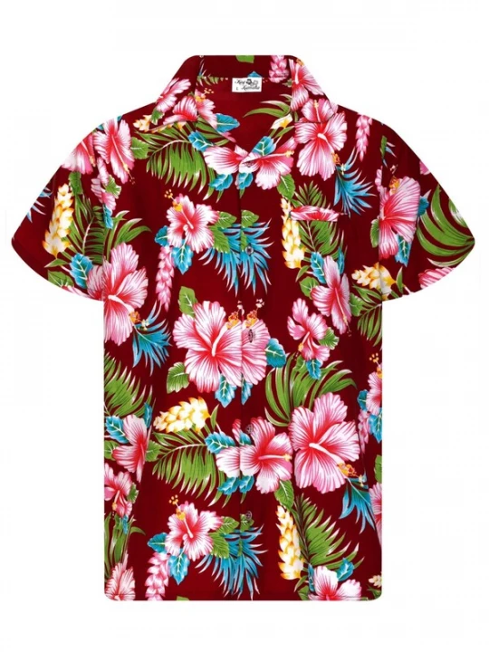 Foto van product King Kameha Shirt 'Hibiscus New' rood