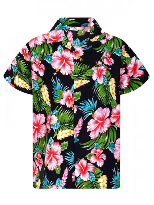 Foto van product King Kameha Shirt 'Hibiscus New' zwart