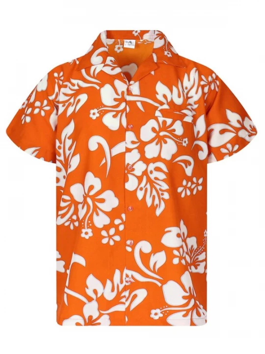 Foto van product King Kameha Shirt 'Hibiscus' oranje