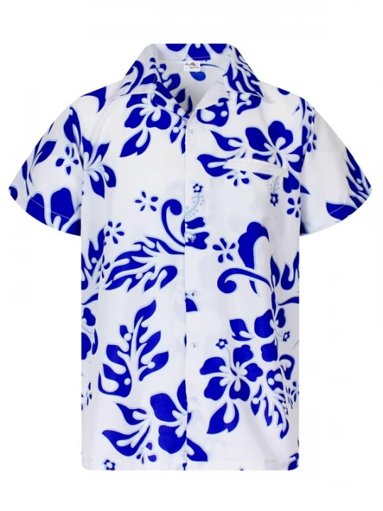 Foto van product King Kameha Shirt 'Hibiscus White Line' indigo