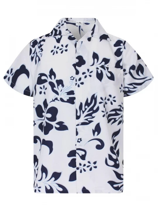 Foto van product King Kameha Shirt 'Hibiscus White Line' navy
