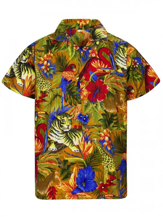 Foto van product King Kameha Shirt 'Jungle' mosterd