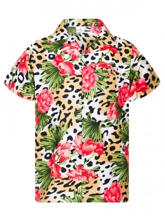 Foto van product King Kameha Shirt 'Leopard Flowers' beige