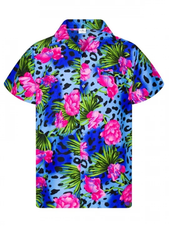 Foto van product King Kameha Shirt 'Leopard Flowers' blauw