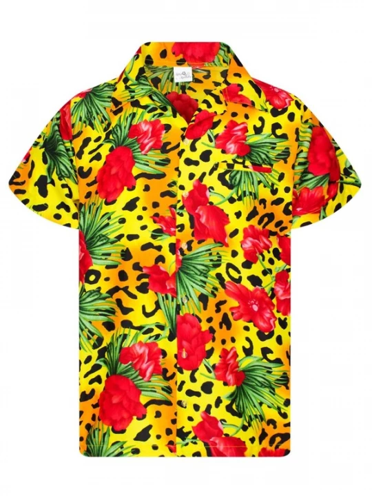 Foto van product King Kameha Shirt 'Leopard Flowers' geel