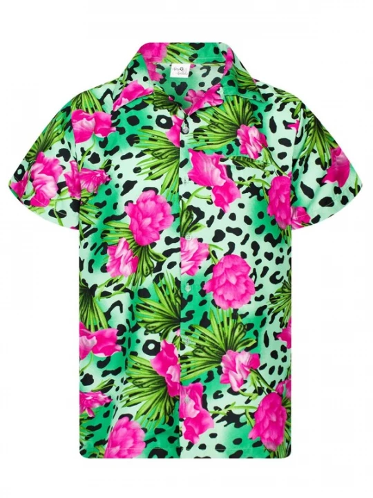 Foto van product King Kameha Shirt 'Leopard Flowers' groen