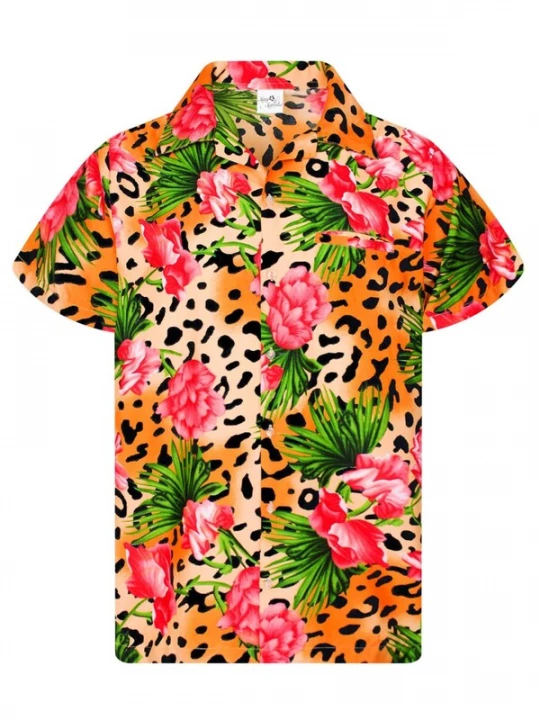 Foto van product King Kameha Shirt 'Leopard Flowers' oranje