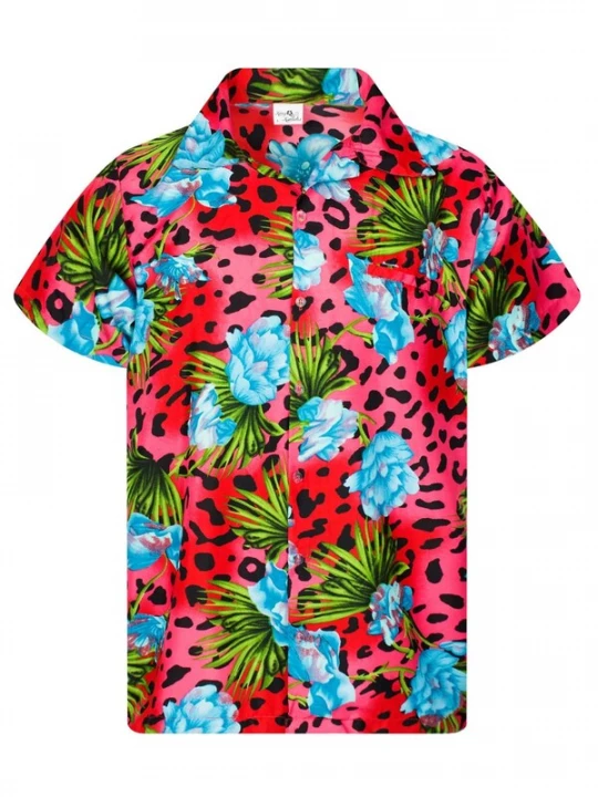 Foto van product King Kameha Shirt 'Leopard Flowers' rood