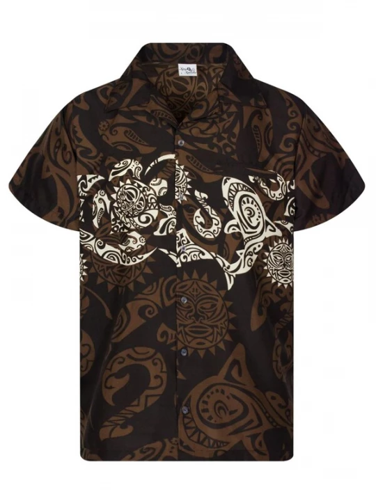 Foto van product King Kameha Shirt 'Maori Chest' bruin
