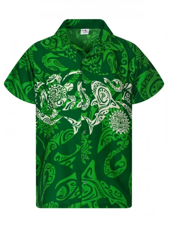 Foto van product King Kameha Shirt 'Maori Chest' groen
