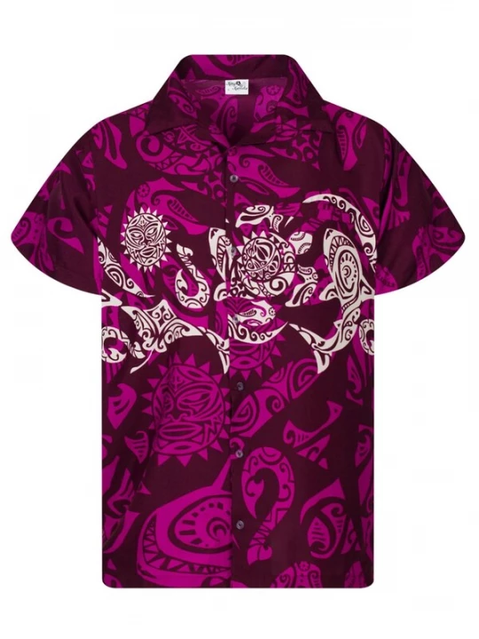 Foto van product King Kameha Shirt 'Maori Chest' lila