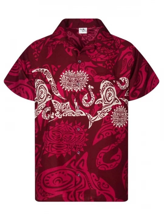 Foto van product King Kameha Shirt 'Maori Chest' rood
