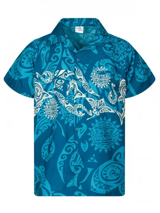 Foto van product King Kameha Shirt 'Maori Chest' turquoise