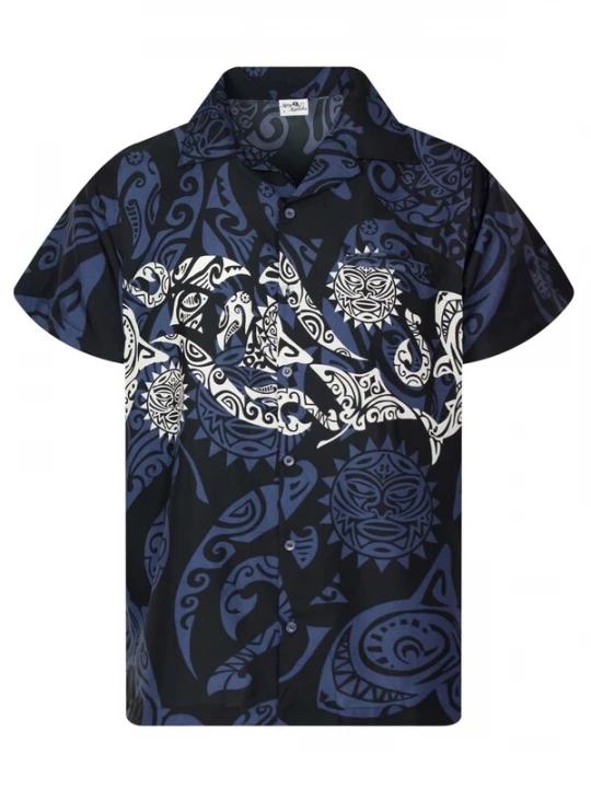 Foto van product King Kameha Shirt 'Maori Chest' zwart