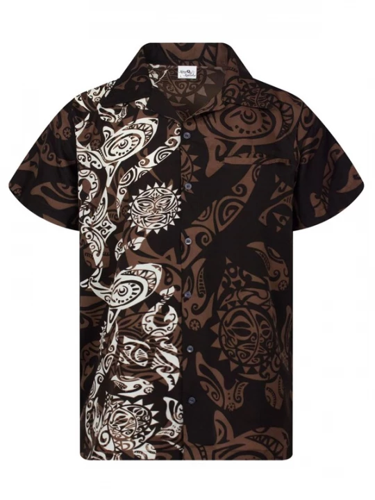 Foto van product King Kameha Shirt 'Maori Wedding' bruin