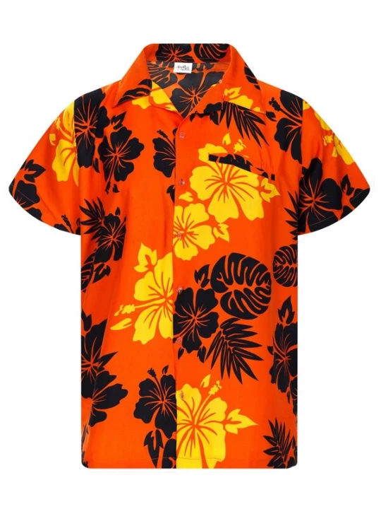 Foto van product King Kameha Shirt 'Mono Hibiscus' oranje