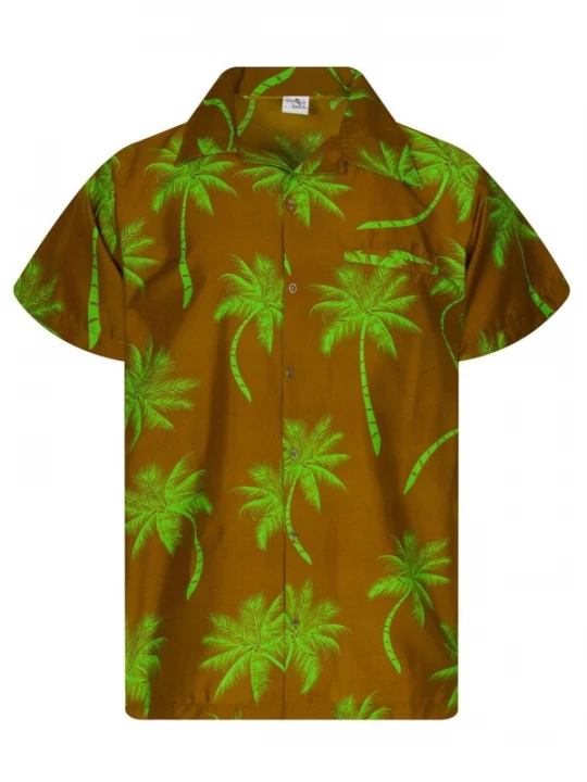 Foto van product King Kameha Shirt 'Palmshadow' mosterd