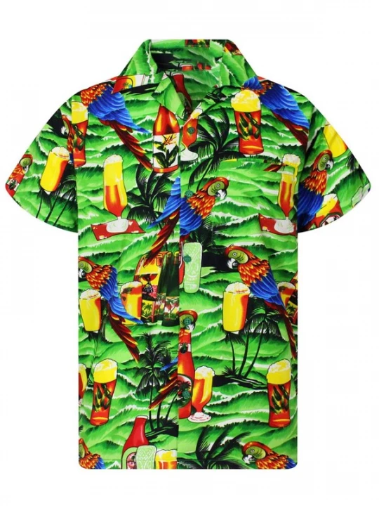 Foto van product King Kameha Shirt 'Parrot Beer' groen