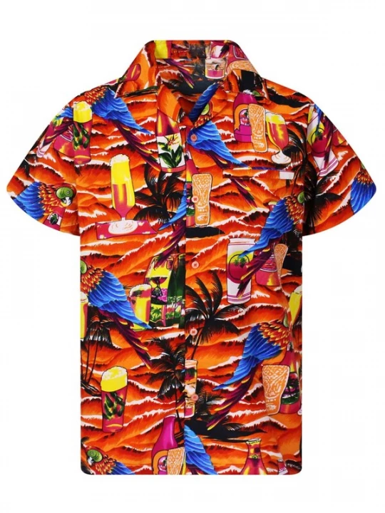 Foto van product King Kameha Shirt 'Parrot Beer' oranje