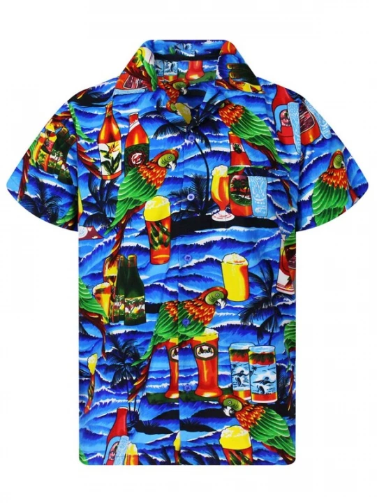 Foto van product King Kameha Shirt 'Parrot Beer' turquoise