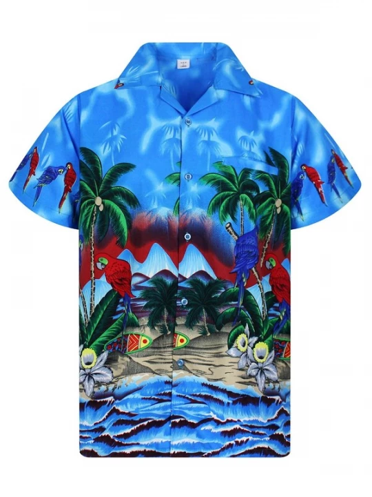 Foto van product King Kameha Shirt 'Parrot' blauw