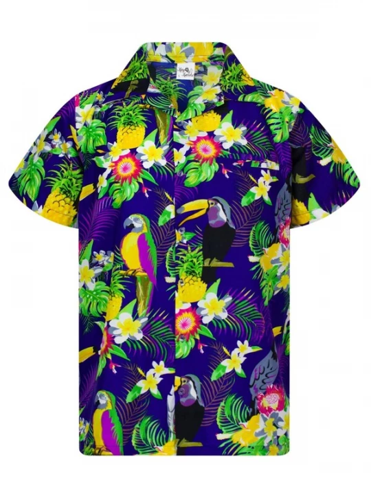 Foto van product King Kameha Shirt 'Parrot Cockatoo' donkerblauw