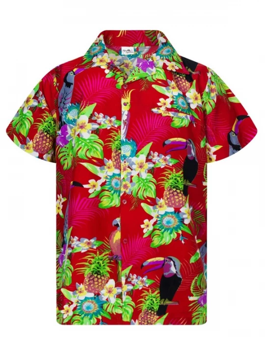 Foto van product King Kameha Shirt 'Parrot Cockatoo' rood