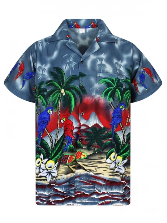 Foto van product King Kameha Shirt 'Parrot' grijs