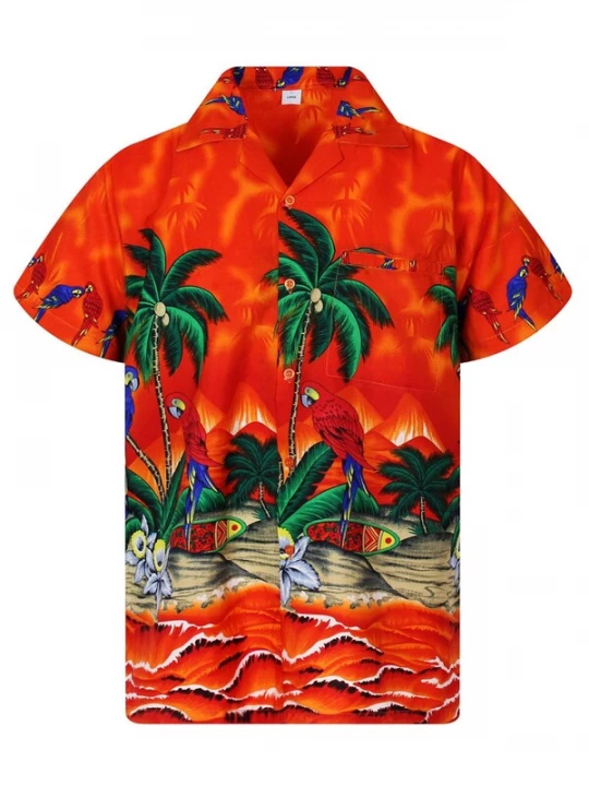Foto van product King Kameha Shirt 'Parrot' oranje