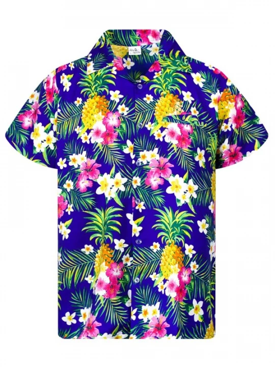 Foto van product King Kameha Overhemd 'Pineapple Flowers' blauw