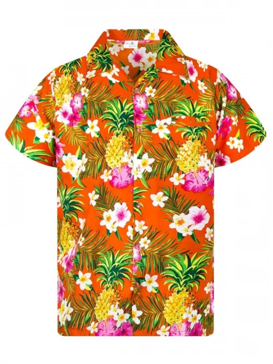 Foto van product King Kameha Shirt 'Pineapple Flowers' oranje