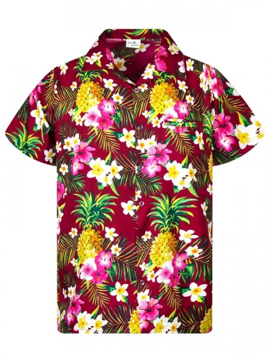 Foto van product King Kameha Shirt 'Pineapple Flowers' rood