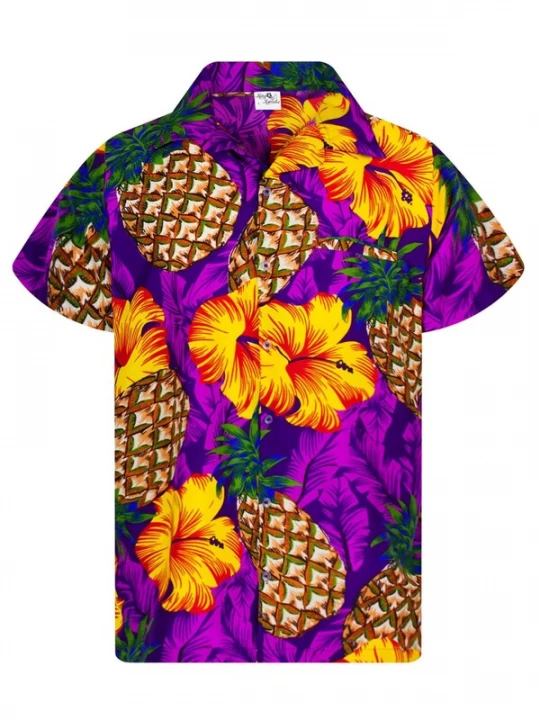 Foto van product King Kameha Shirt 'Pineapple Hibiscus' lila
