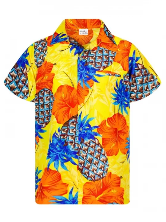 Foto van product King Kameha Shirt 'Pineapple Hibiscus Shadow Line' geel