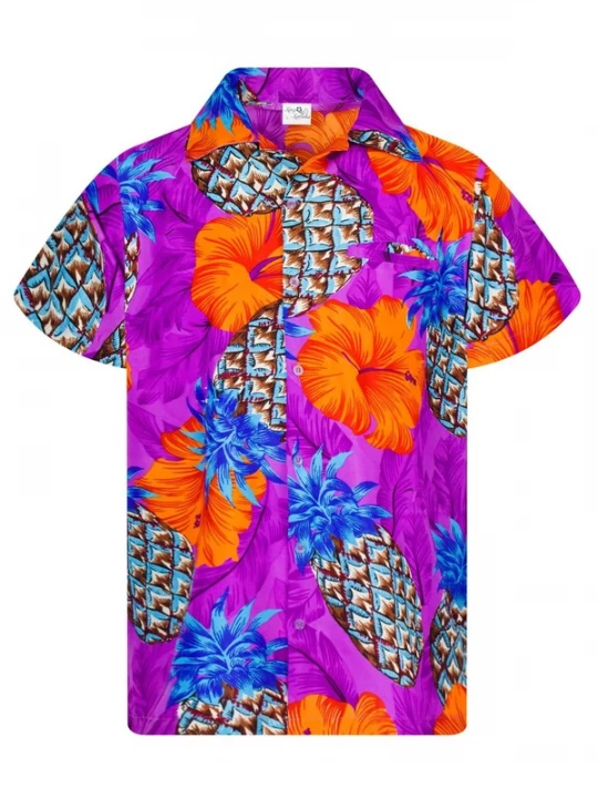 Foto van product King Kameha Shirt 'Pineapple Hibiscus Shadow Line' lila