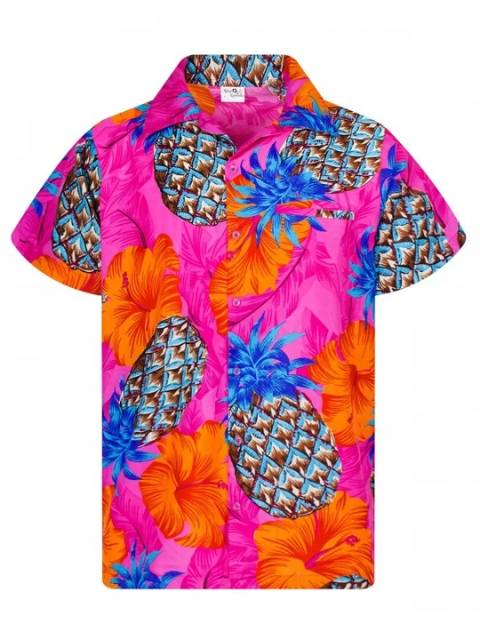 Foto van product King Kameha Shirt 'Pineapple Hibiscus Shadow Line' pink