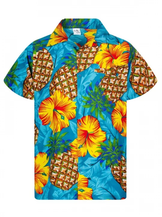 Foto van product King Kameha Shirt 'Pineapple Hibiscus' turquoise