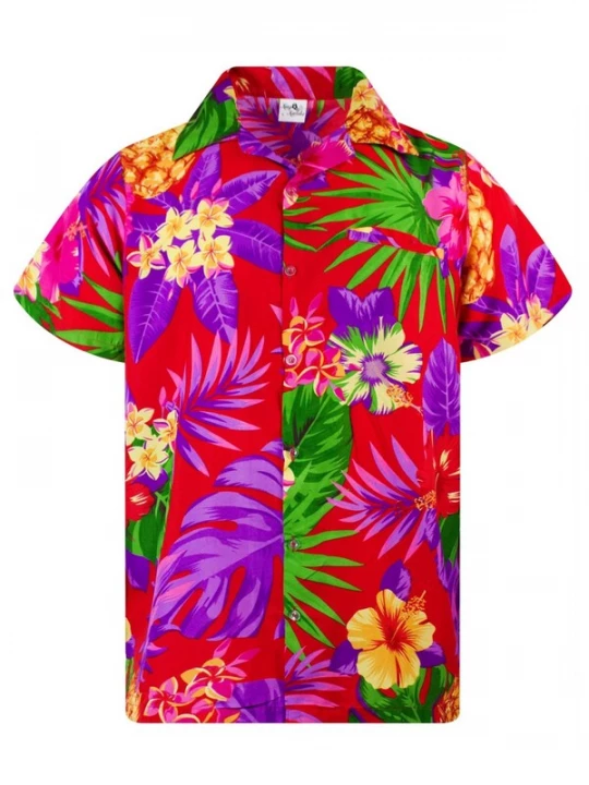 Foto van product King Kameha Shirt 'Pineapple' rood