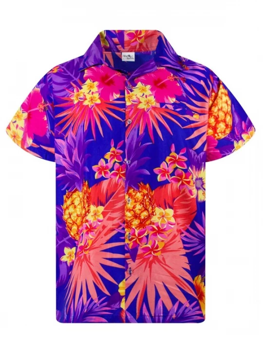 Foto van product King Kameha Shirt 'Pineapple' royal blue / koningsblauw
