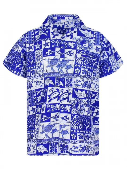 Foto van product King Kameha Shirt 'Puzzle' blauw